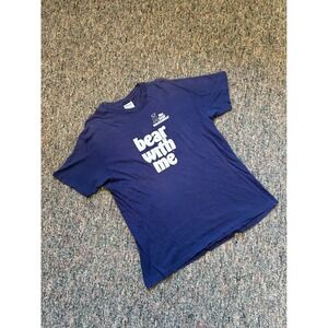The Bear Necessities Bear With Me Graphic T Shirt Navy Blue Hanes XL Made in USA